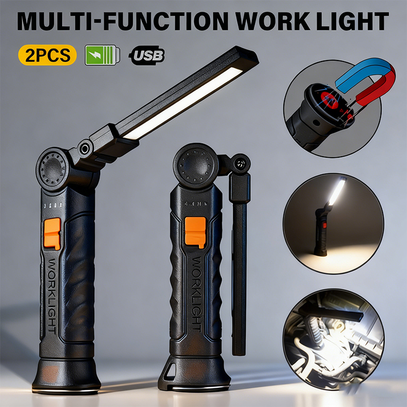 Outdoor Lighting Replacement Bulbs - Portable COB LED Flashlight USB Rechargeable