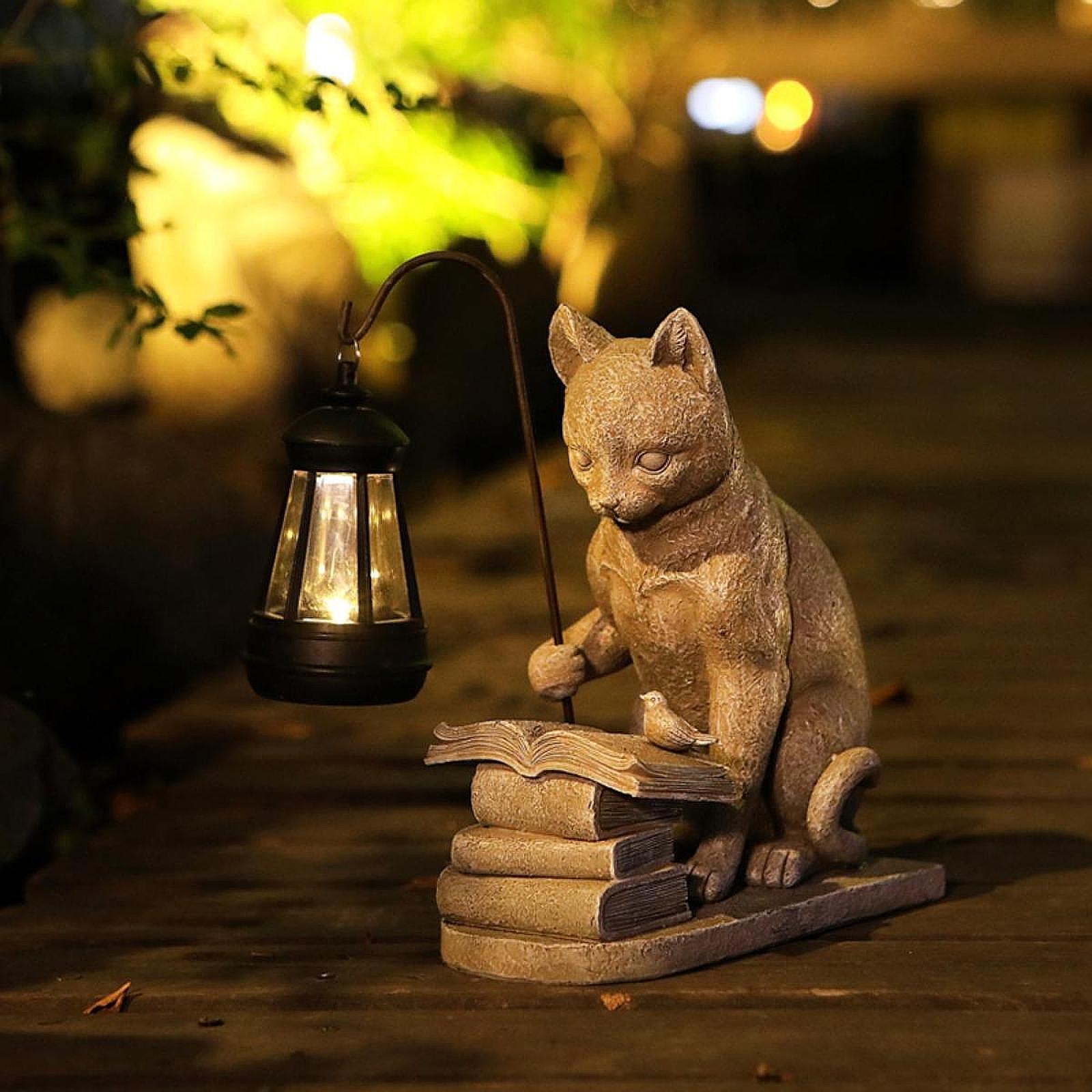 Outdoor Lighting Art - Cat Solar Garden Mini Statue Sculpture