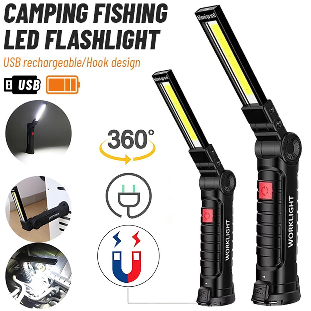 Outdoor Lighting Replacement Bulbs - LED COB Flashlight USB Rechargeable Torch