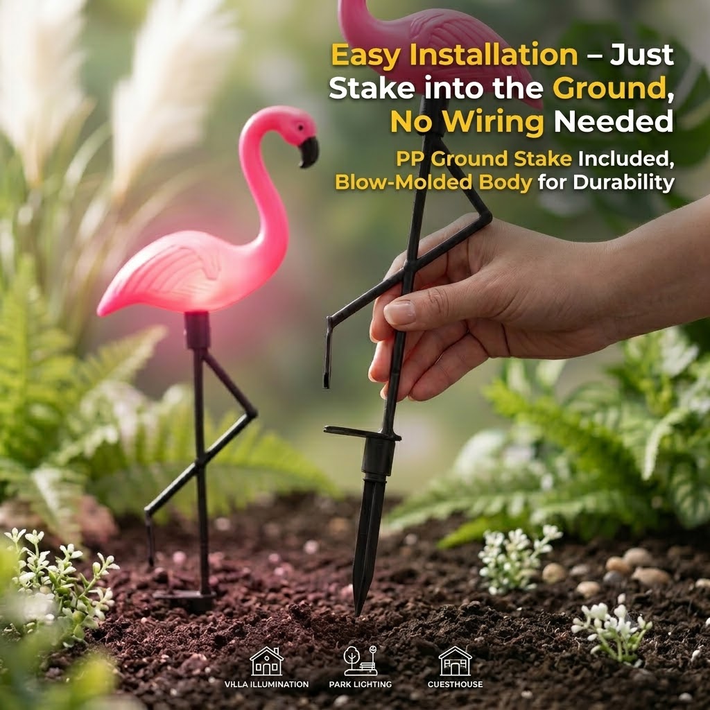 Solar Powered Flamingo Garden  - Outdoor Lighting Driveway ulasan dan harga