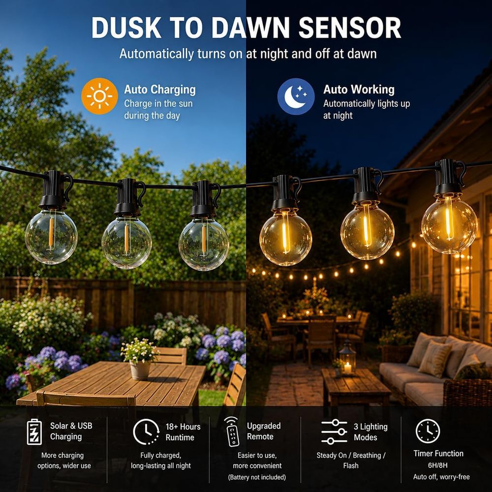 100T String Lights Outdoor, G4 - String Light Bistro ulasan dan harga