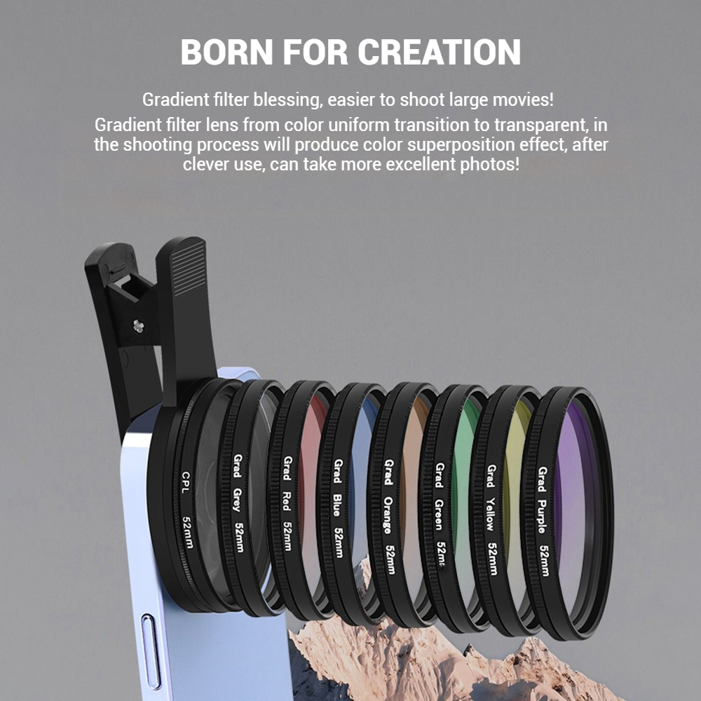 52mm Clip-On Smartphone Camera - Outdoor Lighting Kit Photography ulasan dan harga