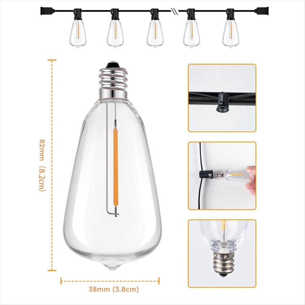 Top ST38 LED Light String Pati - String Light Bistro ulasan dan harga
