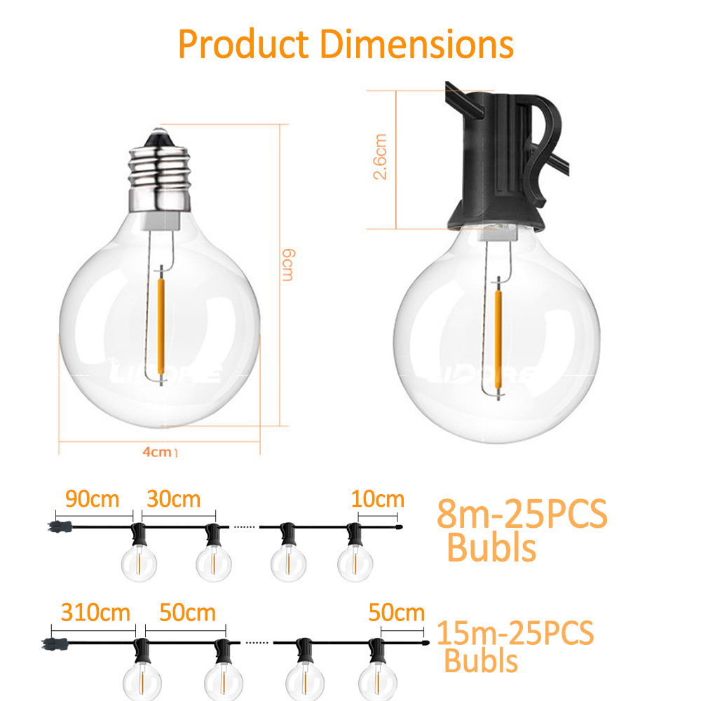 8M/15M G40 Globe String Lights - String Light Bistro ulasan dan harga