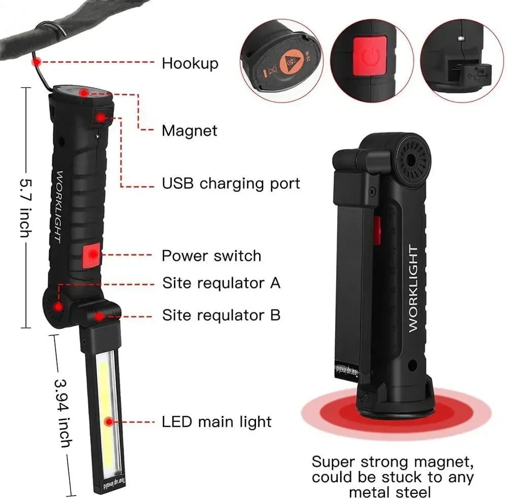 LED COB Flashlight USB Recharg - Outdoor Lighting Replacement Bulbs ulasan dan harga