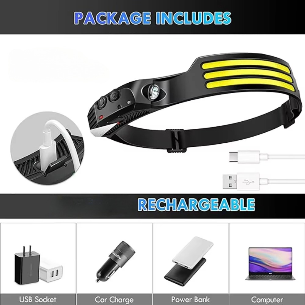 COB LED Induction Headlamp USB - Outdoor Lighting Replacement Bulbs ulasan dan harga