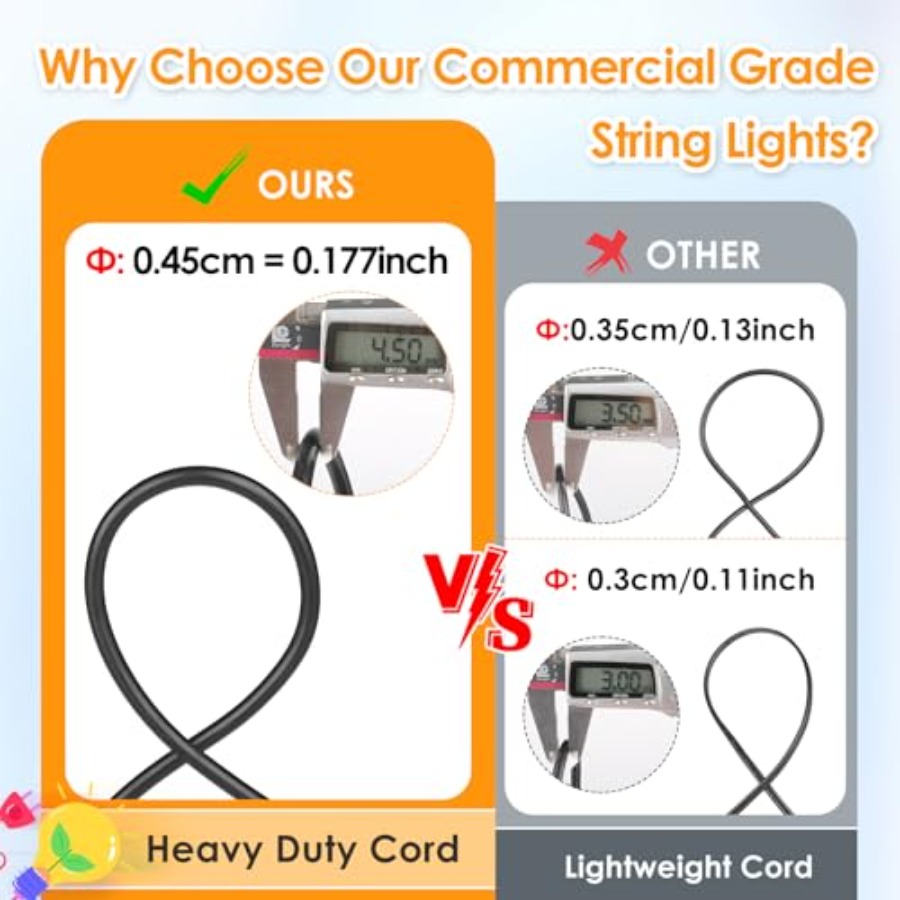 48Feet Outdoor Patio Lights Wa - String Light Bistro ulasan dan harga