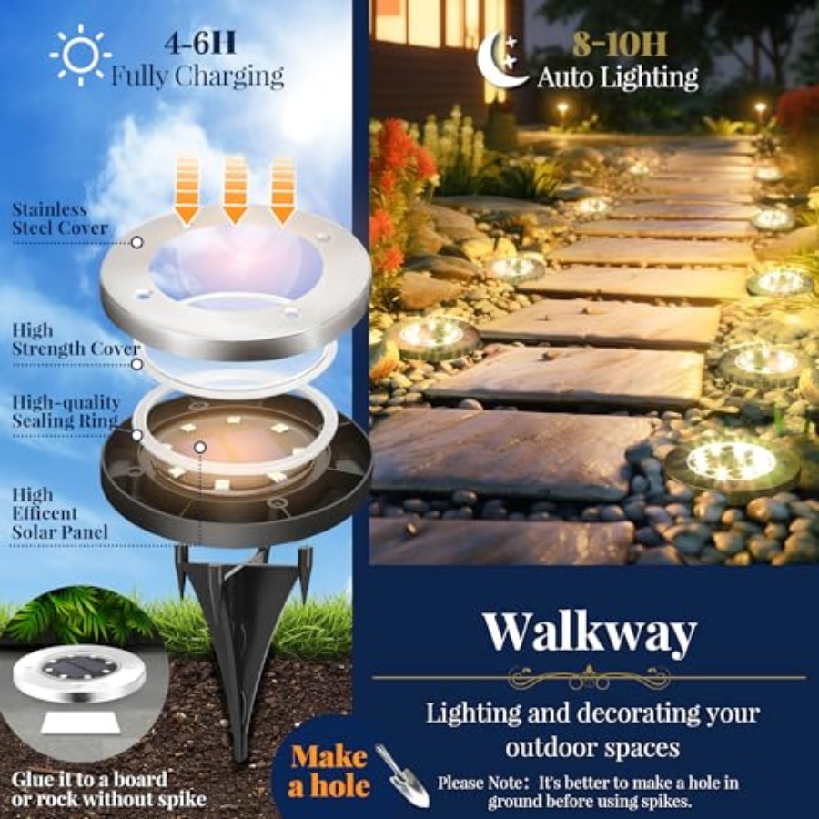 Solar Ground Lights Solar Ligh - Outdoor Lighting Driveway ulasan dan harga